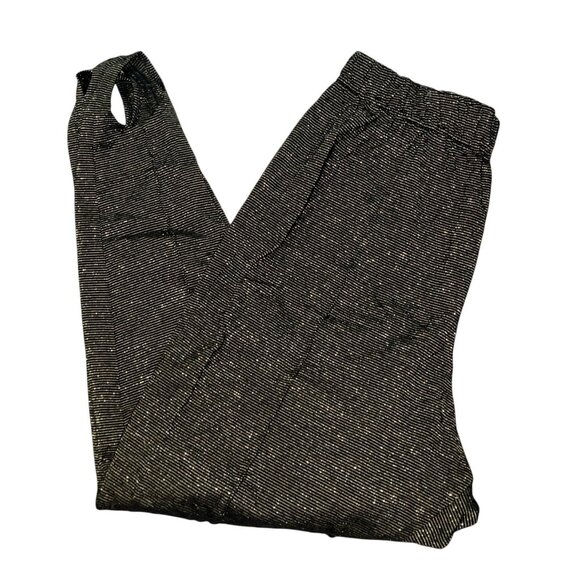 Vintage Black & Gold Metallic Stirrup Pants Elastic Waist Sz Medium By Partners - Picture 11 of 11